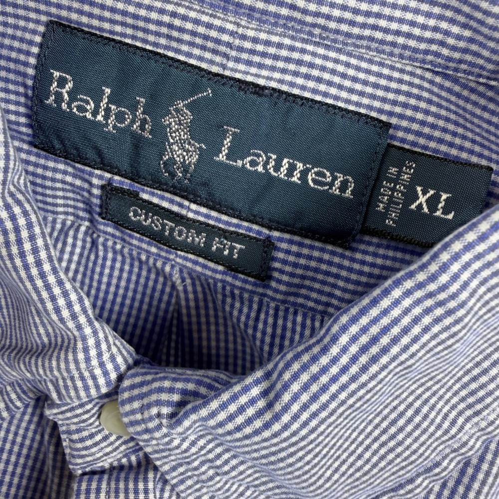 Ralph Lauren Button Down Mens‎ XL Blue Gingham Custom Fit Long Sleeve EUC
